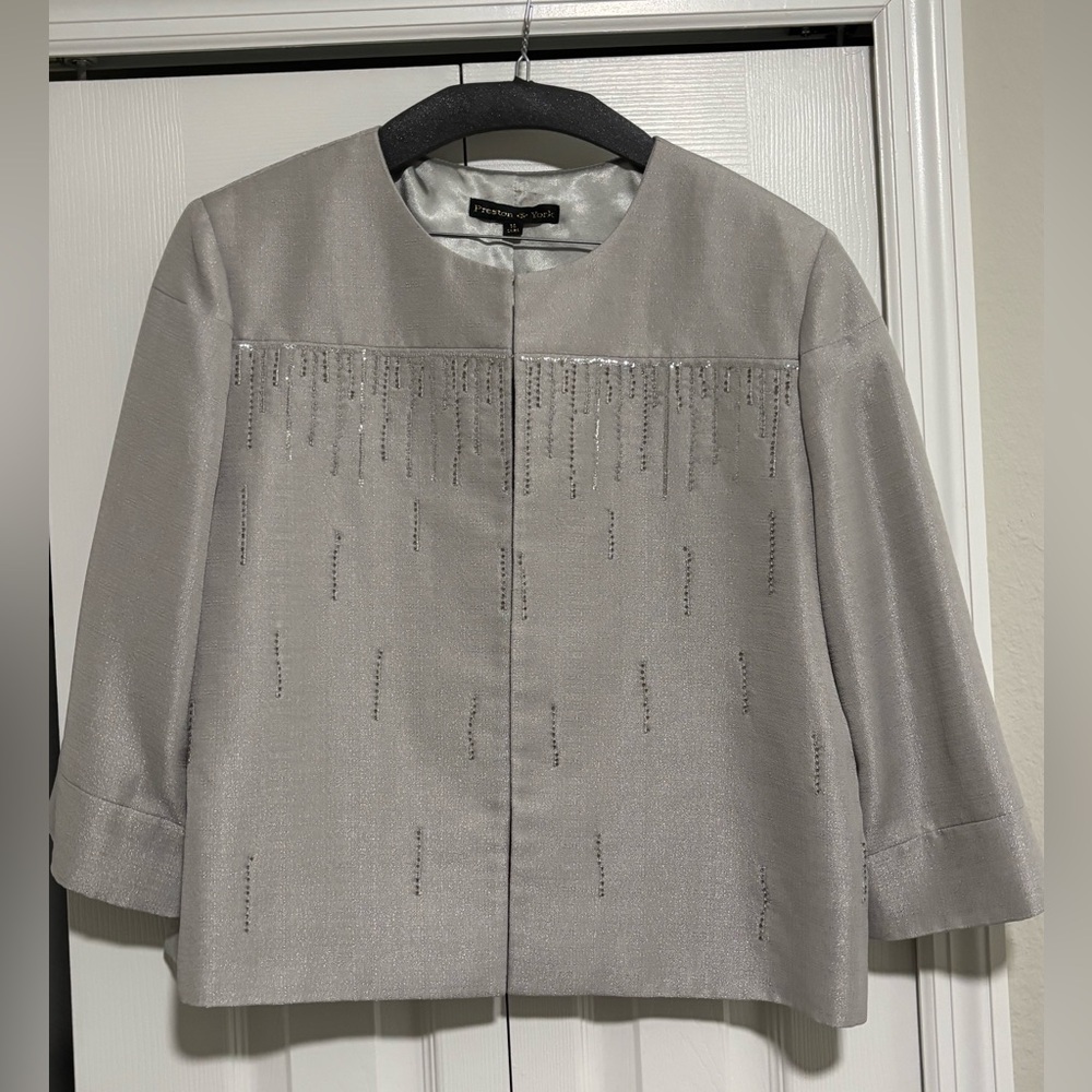 Preston & York Silver Dress Jacket Sz 14